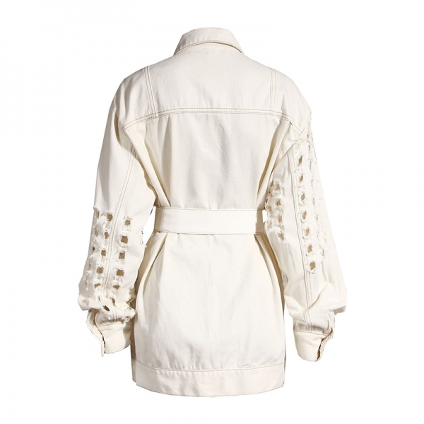 DEAT 2020 NEW autumn and winter full sleeves metal hollow out waist belt denim fashion women jacket female top 2020 1Y917 2 Women's Denim Style Jacket: Your Ultimate Autumn and Winter Wardrobe Addition