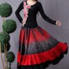 Model Girls's Lengthy Skirt Stitching Style Elastic Waist