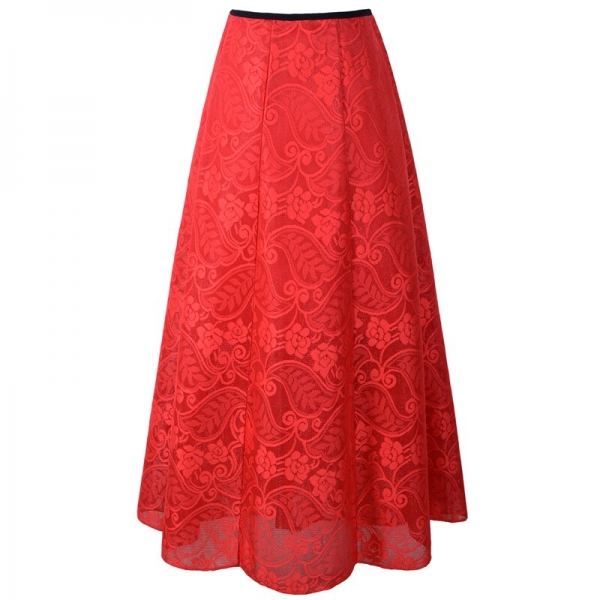 Neophil 2020 Vintage Ladies Floral Lace Mesh Women Long Skirts Muslim Maxi 100cm High Waist Pleated Print Boho Longa Saia MS1607 1 Classic Girls Floral Lace Mesh Ladies Lengthy Skirts