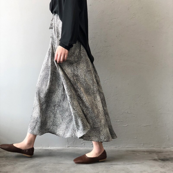 Mooirue Summer 2019 Femme Jupe Retro Gray Leopard Satin Thin High A-line Fit Women Long Skirts Summer time Femme Jupe Retro Grey Leopard Satin Skinn
