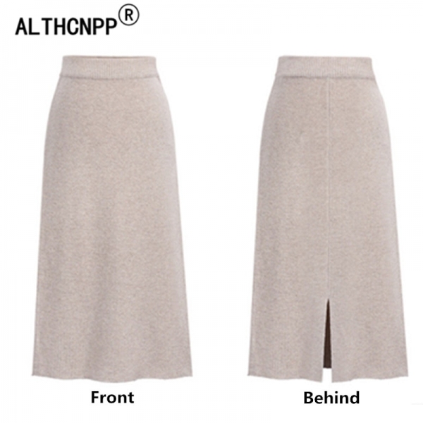 Plus Size M-6XL Winter Knitted Bodycon Pencil Skirt High Waist Skirts Womens Streetwear Split Long Skirt Female Faldas Mujer 3 Winter Elegance: Plus Size Knitted Bodycon Pencil Skirt