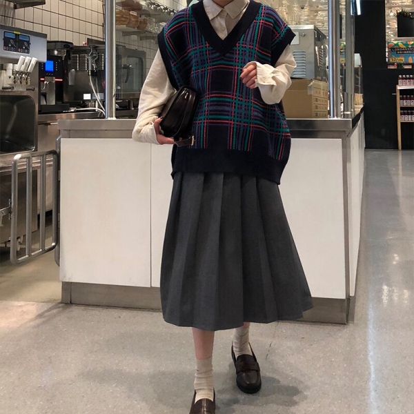 3 colors 2019 Spring Autumn Female long Skirts Women High Waist long pleated Skirt solid color a line skirt womens 4 Style with the Elegant High-Waisted Pleated Skirt