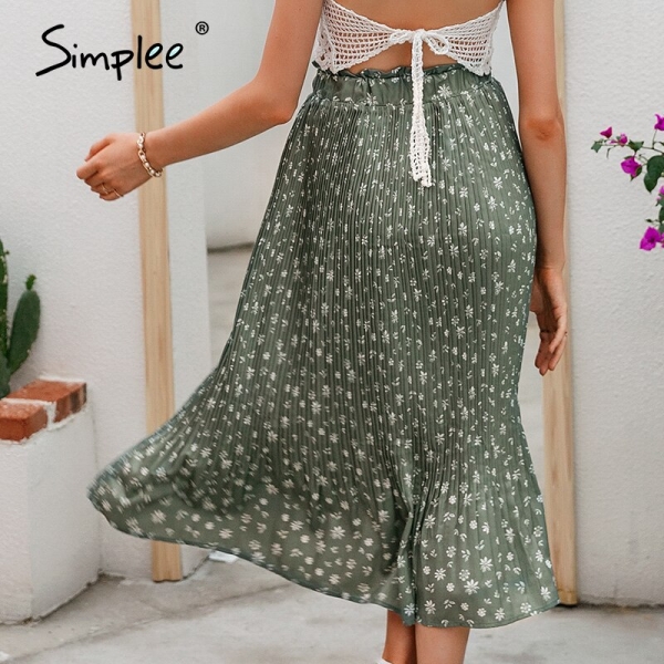 Simplee Bohemian ruffled high waist chiffon women long skirt Floral print skirt pleated summer skirt Female lining midi skirt 4 Boho Bliss: Simplee Floral Print Chiffon Midi Skirt! ?