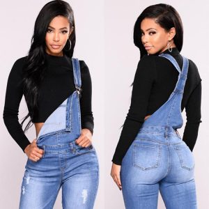 Denims for Ladies with Excessive Waist Slim Match Skinny Overalls