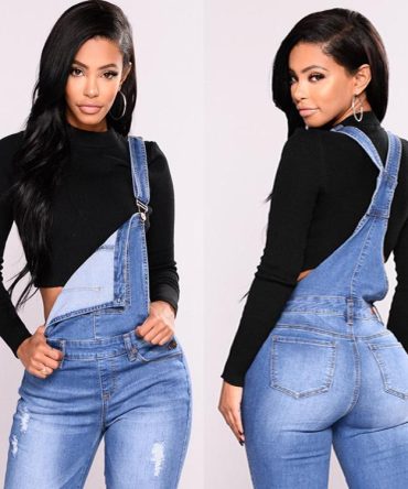 Denims for Ladies with Excessive Waist Slim Match Skinny Overalls