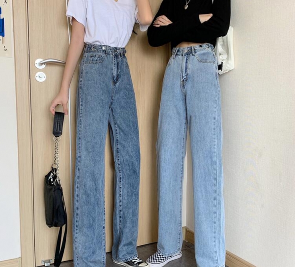 Summer 2020 new straight loose trousers thin wide leg pants pants high waist jeans women K7525-01-07 1 Summer season new straight unfastened trousers skinny