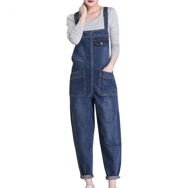 New Spring Autumn Fashion Brand Plus Size L-6XL Jeans Loose Casual Full Length Overalls Big Size Denim Pants Woman Jumpsuits D28 Spring Autumn Trend Model Plus Dimension L-6XL Denims Free