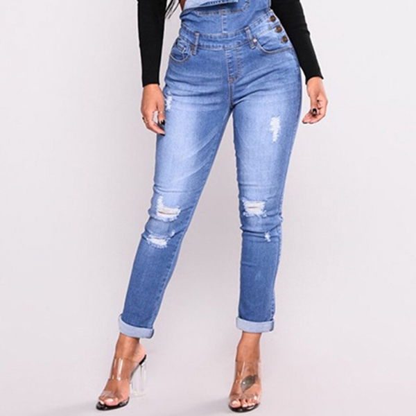 UGOCCAM Women Denim Overalls Jeans Bib Female Plus Size Slimming Denim Stretch Rompers Skinny Jeans Salopette vaqueros 3XL 1 Ladies Denim Overalls Denims Bib Feminine Plus