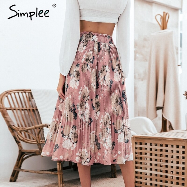 Simplee Bohemian ruffled high waist chiffon women long skirt Floral print skirt pleated summer skirt Female lining midi skirt 2 Boho Bliss: Simplee Floral Print Chiffon Midi Skirt! ?