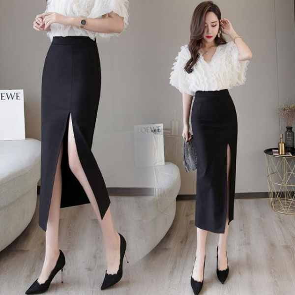 2020 Summer Women Long Skirt Casual Wrap Female Sexy Split High Waist Midi Skirt Office Party Ladies Elegant Plus Size 5XL F22 1 Wrap Feminine Attractive Cut up Excessive Waist Midi Skirt