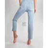 Blue Tassel Gentle Materials Snug Excessive Waist Small Straight Denims Ladies