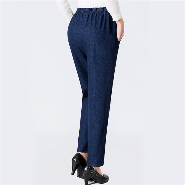 Mom Jeans Blue Loose High Waist Jeans 2019 New Spring Korean Embroidery Pockets Mid-aged Women Straight Jeans Chic Clothing JD47 1 Blue Unfastened Excessive Waist Straight Jeans