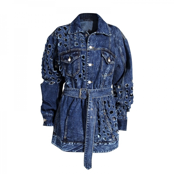 DEAT 2020 NEW autumn and winter full sleeves metal hollow out waist belt denim fashion women jacket female top 2020 1Y917 3 Women's Denim Style Jacket: Your Ultimate Autumn and Winter Wardrobe Addition