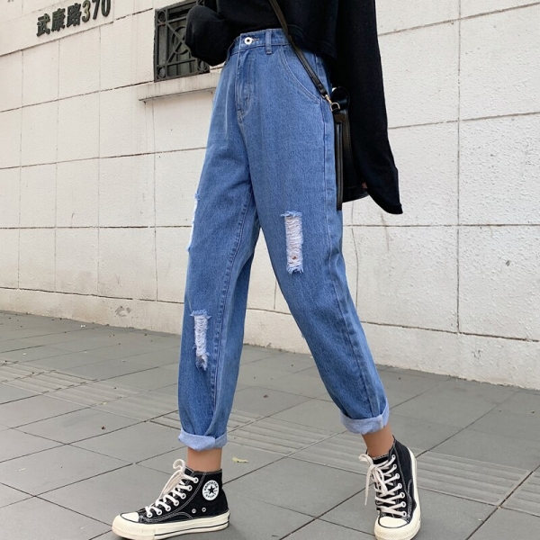 Ripped Mother Denims Excessive Waist Straight Denims For Girls