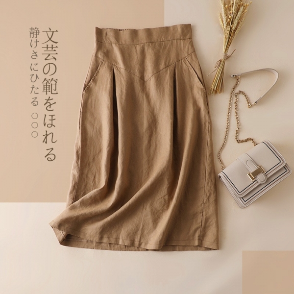 Bohemian Linen Skirt Women Fashion Korean Office Ladies Elegant Causal Plain Bow Long Maxi Skirts Vintage Ol A Line Skirts Green 1 Bohemian Linen Skirt Girls Trend Korean Workplac