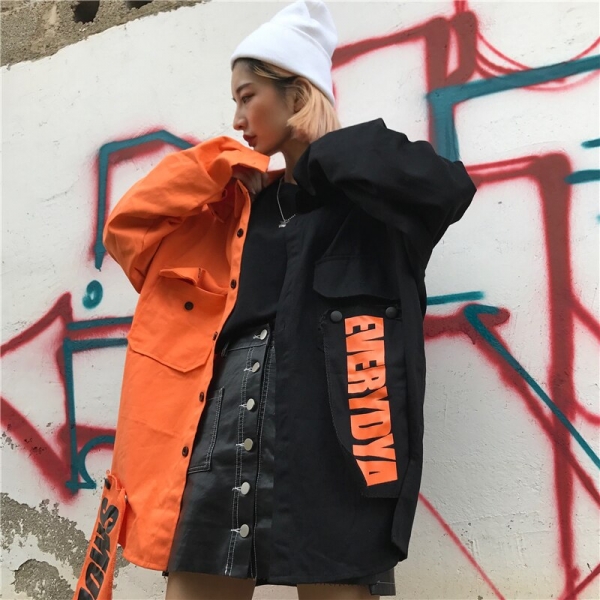 2020 Spring streetwear New loose Patchwork women jacket Harajuku letter plus size coat female top BF Style Jackets New NZY116 3 Spring Streetwear Patchwork Jacket - Elevate Your Style with Harajuku-Inspired Fashion