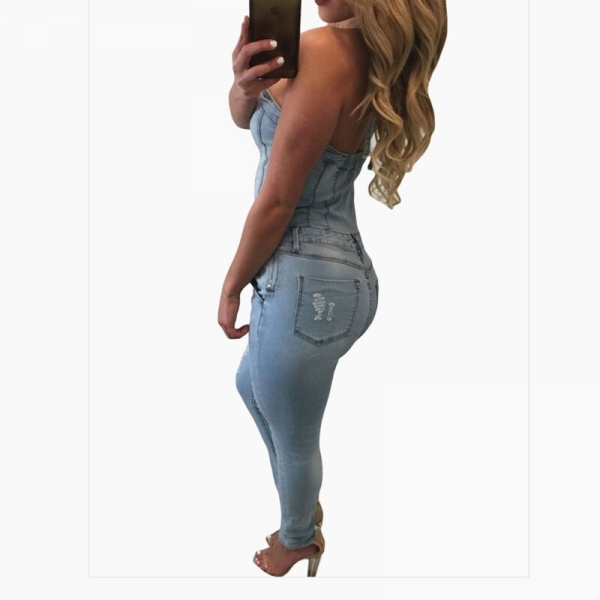 Denim Overalls Women 2018 Sexy Halter Jeans Jumpsuits Square Neck Sleeveless Playsuits Body For Women Rompers Womens Jumpsuit 1 Trendy Denim Overalls with Square Neck – Perfect for Casual Chic Days! 👗✨