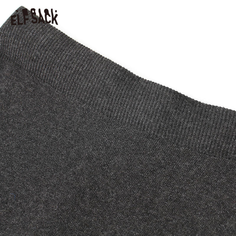 ELFSACK Black Solid Contrast Mesh Casual Women Long Skirts 2020 Spring New Gray Elastic Waist Irregular Hem Female Daily Bottom 4