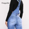 Girls's Overalls Excessive Waist Ripped Denims Lady Jumpsuits
