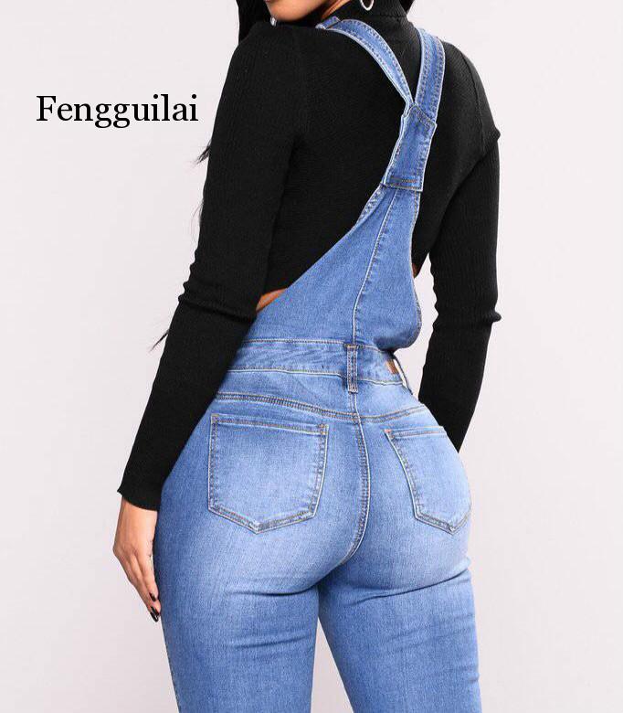 Fashion Denim Women’s Overalls High Waist Ripped Jeans Woman Jumpsuits Stretch Denim Pants Female Torn Jumper Trousers 3