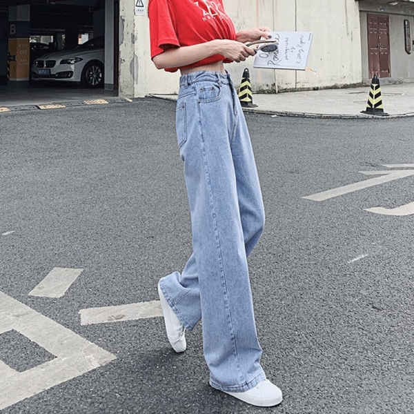 Wide Leg Pants Mom Jeans Women's Ripped Boyfriend High Waist Straight Leg Streetwear Taille Haute Pantalon Femme Pantalon Large Leg Pants Mother Denims Ladies's Ripped Jeans