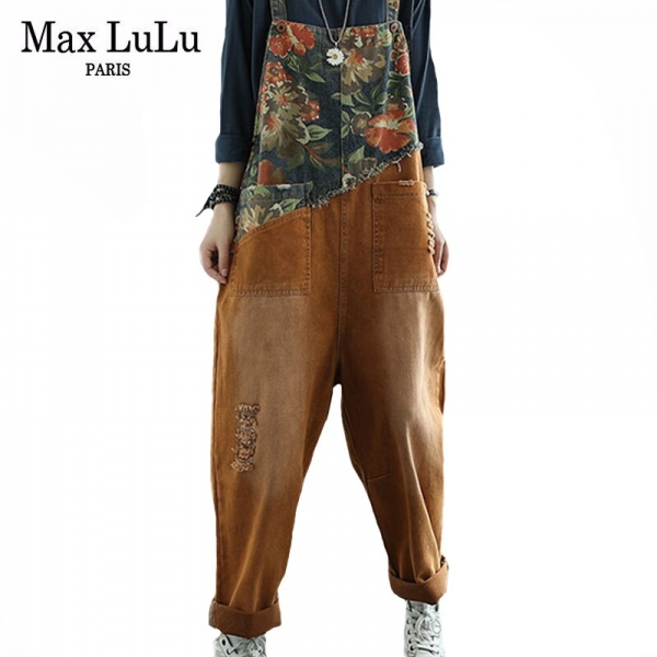 Women Floral Denim Trousers