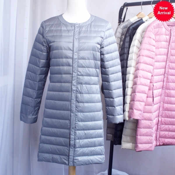 New 2020 Women Down Jacket Ultra Light White Duck Down Long Coat Slim O-Neck Warm Inner Bottoming Garment 1 Girls Down Jacket Extremely Gentle White Duck