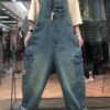 Jumpsuits Girls Straps Bib Huge Leg Denim Trousers Huge