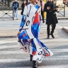 Ladies Graffiti Printed Gown Kaftan Lapel Shirt
