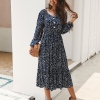 ZITY Classic Floral Print Maxi Gown Girls Boho Lengthy Sleeve