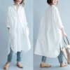 Gown Cotton Shirt Gown White Classic Spring Summer time