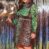 Leopard Printed Girls Costume Autumn African Flip