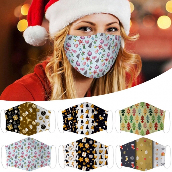 1PCS Adults Merry Christmas Face Mask Unisex Mouth Warm Windproof Cotton Santa Claus Elk Printing маска для лица балаклава маски Merry Christmas Face Masks Unisex