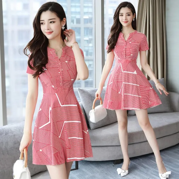 Summer season Pink Striped Mini Sundress Bodycon