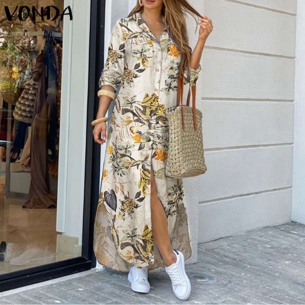 VONDA Maxi Lengthy Gown Ladies Classic Printed Lengthy