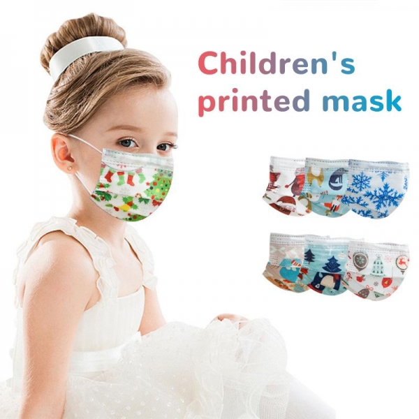 10/50/100pcs Disposable Christmas Face Mask Style Layer 3 Non-woven Fabrics Cartoon Printing Anti-dust Mouth Mask For Kids 1 10/50/100pcs Disposable Christmas Face Masks