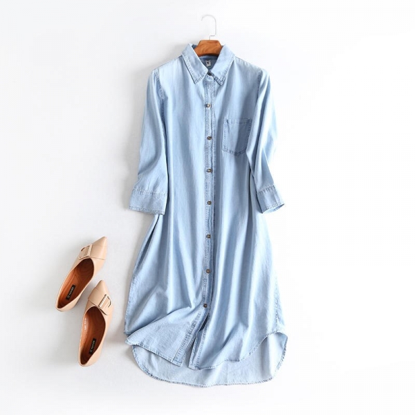 Outsized Denims Shirt Gown Girls Garments