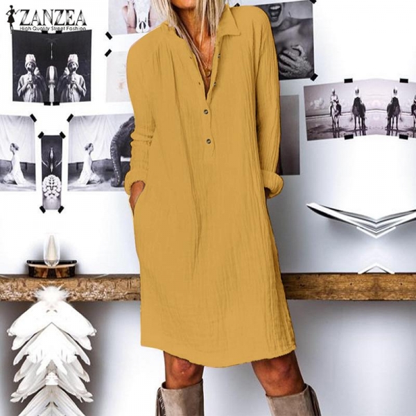 Vogue Autumn Lengthy Shirt Costume Girls Lapel Neck Lengthy