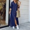 Ladies Lengthy Maxi Gown Informal Strong Buttons