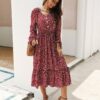 ZITY Classic Floral Print Maxi Gown Girls Boho Lengthy Sleeve