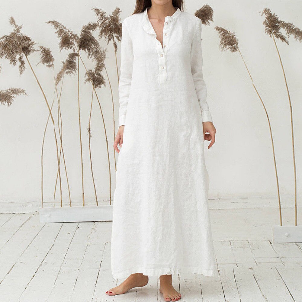 Summer season Costume Kaftan Cotton Lengthy