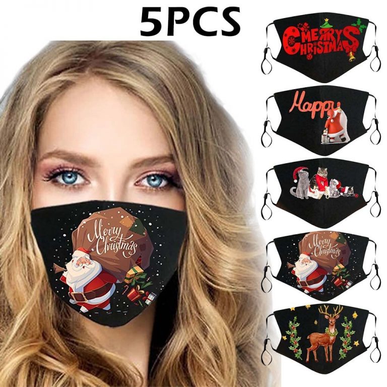 5pc Christmas Face Masks Activated Windproof