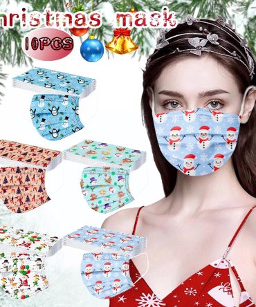 10pc Christmas face Masks Adults Unisex Disposable