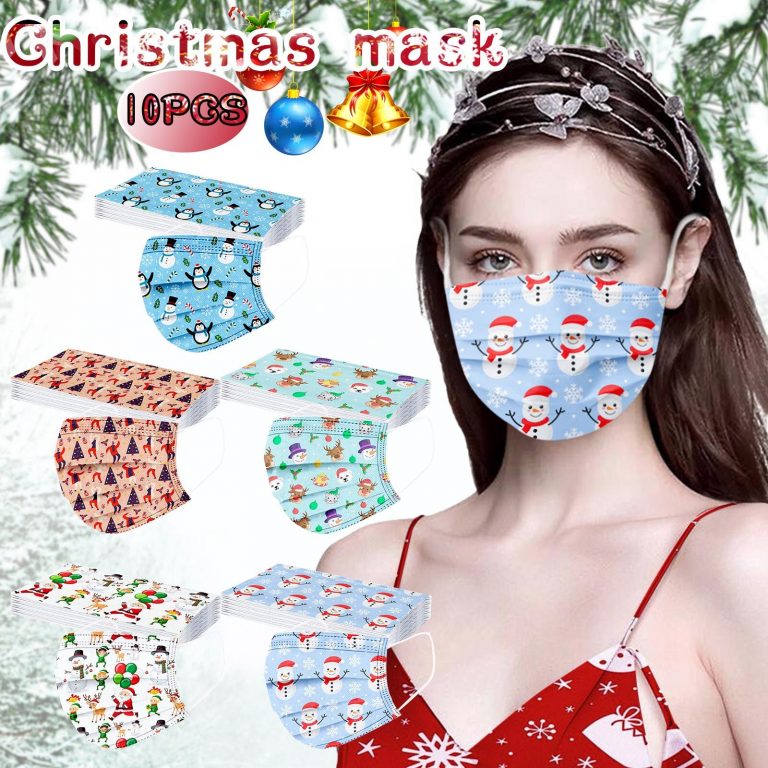 10pc Christmas face Masks Adults Unisex Disposable