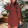 Elegance Unleashed: Autumn Zipper Mini Dress with Lantern Sleeves