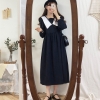 Plus Size Boho Plaid Button Dress for Autumn | Vintage Long Shirt Dress
