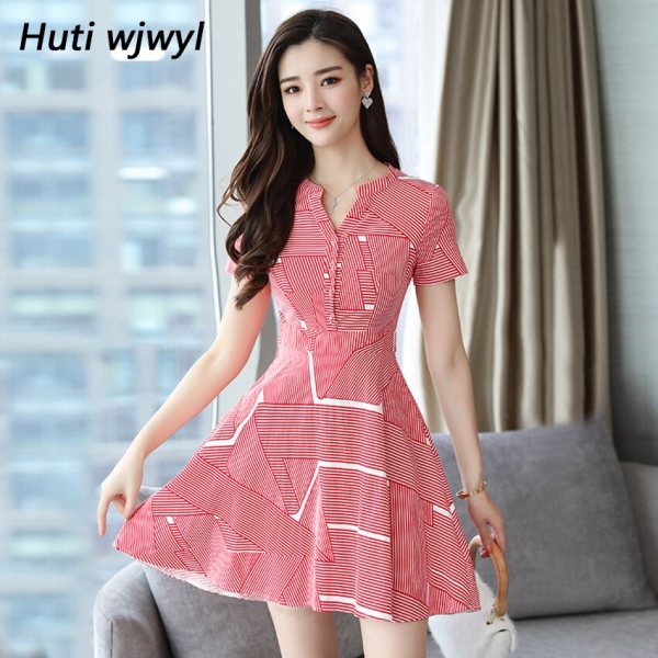 Summer season Pink Striped Mini Sundress Bodycon