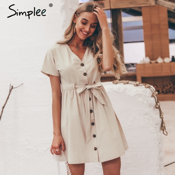Simplee Classic buttons ladies costume shirt V neck