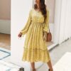 ZITY Classic Floral Print Maxi Gown Girls Boho Lengthy Sleeve