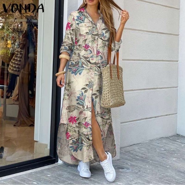 VONDA Maxi Lengthy Gown Ladies Classic Printed Lengthy